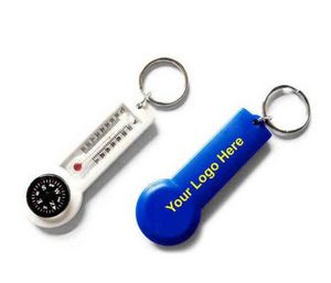 Plastic Compass Thermometer Keychain
