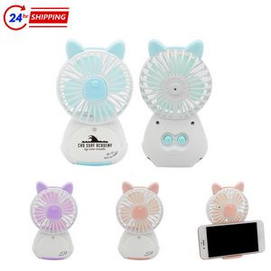 Kitten Shaped Fan W/Cell Phone Holder & Night Light