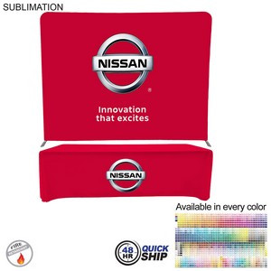 48 Hr Quick Ship - Tradeshow Booth Package Supreme, 10' EuroFit Display and 8' Sublimated Tablecloth