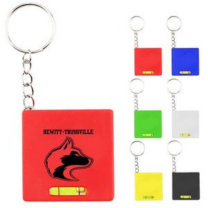 Square Tape Measure Keychain w/ Level