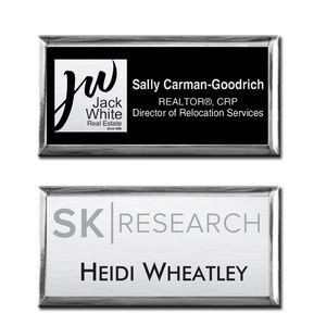 The Athena Executive full color metal name badge 1 1/2" X 3"
