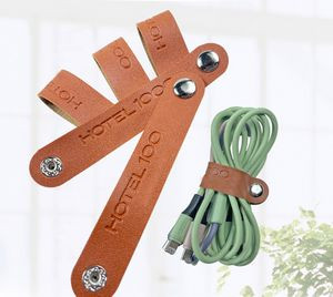 Portable PU Leather Charging Cable Organizer Multipurpose Electronic Product Cord Holder