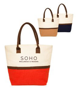 Union Printed - Two-Tone Jute Beach Tote Bags