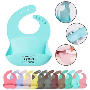 3D Curved Silicone Baby Bib with 4 Adjustable Straps
