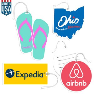 Full Color Custom Shaped Bag Tag w/ Clear Loop