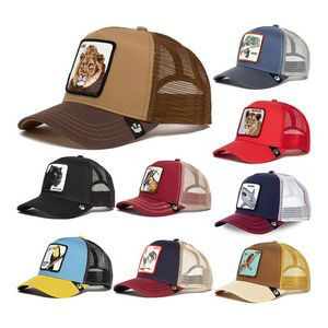Trucker Hat Or Mesh Back Cap With Multi Color Jacquard Weave Patch