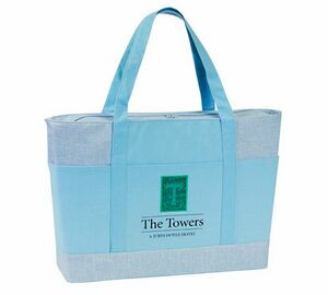Two-Tone Jute & Canvas Shopping Tote Bag