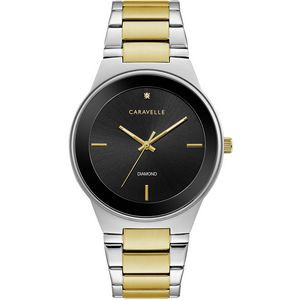 Caravelle by Bulova Men's Gold & Silver-Tone Bracelet Diamond Watch