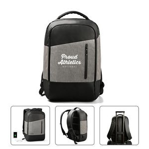 Heathered Laptop Backpack with USB Charging Socket
