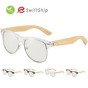Bamboo Semi-Rimless Framed Eyeglasses