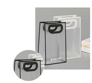 Custom Clear Tote Bag with Handle, Transparent PVC Reusable Gift Wrap Bag (M)