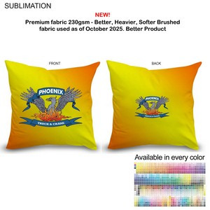 Sublimated Large Throw Cushion, 16x16, Zipper Closure, Removable insert, Cover is washable
