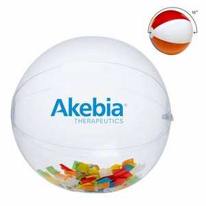 16" Multi Color Confetti Filled Round Clear Beach Ball
