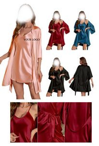 Women's Satin Robe Lace Silk Kimono