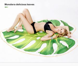 63 x 63 inch Monstera Deliciosa Leaves Custom Shape Soft Microfiber Beach Towels - One Side Printing