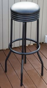 Black Ribbed Bar Outdoor Stool w/Swivel