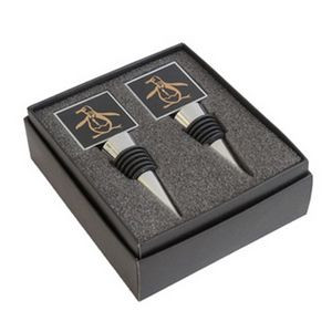 Dual Square Top Metal Wine Stoppers Gift Set