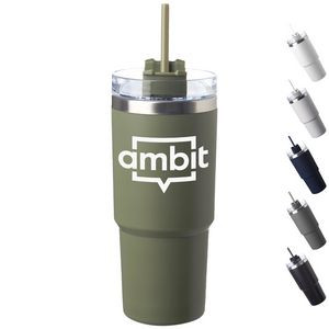 23 oz Matte Finish Travel Mugs with Straw
