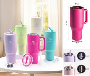 40 Oz/1200ml Car Tumbler Insulated Stainless Steel Water Bottle With Handle & Lid & Flip Straw