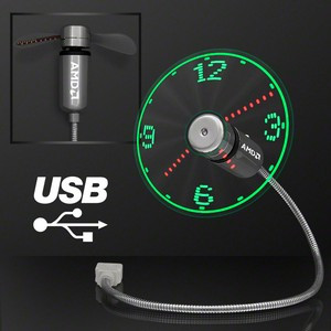 USB Powered LED Light Clock Desk Fan - Domestic Imprint