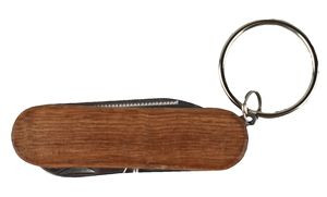Wooden 3 Function Pocket Knife With Key Ring