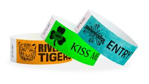 1" Tyvek® In-Stock Solid Color Wristbands with Black Imprint