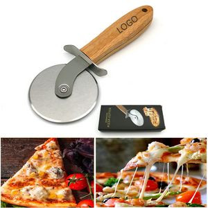 7 4/5" Custom Pizza Cutter Wheel w/Bamboo Handle & Stainless-Steel Blade MOQ100PCS