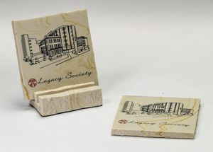 2-Pc Square Limestone Edge Coaster Set w/Base