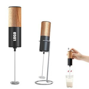 Wooden Texture Black Cylinder Electric Coffee Mixer Egg Whisk With Stand