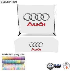 48Hr Quick Ship- Tradeshow Booth Package, 10' Expanding Display and 8' Sublimated PREMIUM Tablecloth