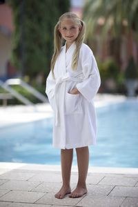 Kid's Shawl Collar Cotton Velour Bathrobe (Size 7-10)