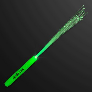 Custom Green Flashing Stick Wand w/ Green Sparkle Fibers - Domestic Print