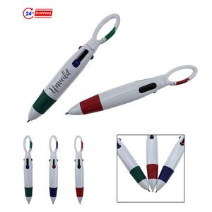 Four-color Ballpoint Pen /w Carabiners