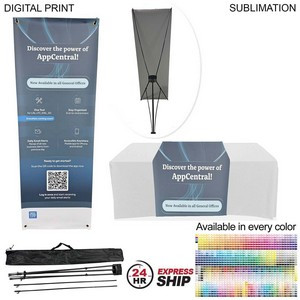 24 Hr Express Ship - Tripod Banner with Graphics + Sublimated Tablerunner