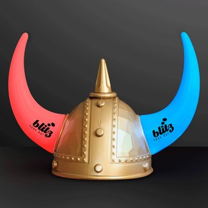 Imprinted Warrior Viking Helmet w/ Light Up Horns - Domestic Imprint