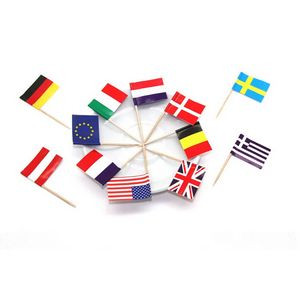 1" x 2 1/2" Custom Full Color Imprint Cocktail/Food Paper Flag Toothpick