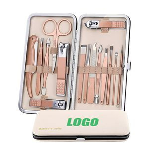 15 In 1 Manicure Sets With Beige Case