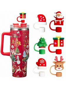 6 pcs Christmas Straw Covers Cap Set
