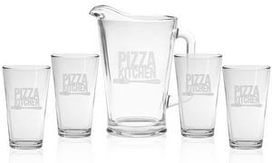 Glass Pitcher & Pint Glass Set - Etched