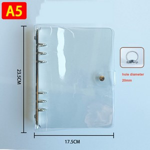 A5 Clear Soft PVC Round Ring Binders, 4-Ring Binder Cover with Snap Button Closure