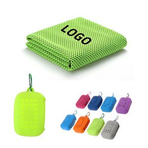 Sports 120GSM Quick Drying Cooling Towel w/Silicone Pouch