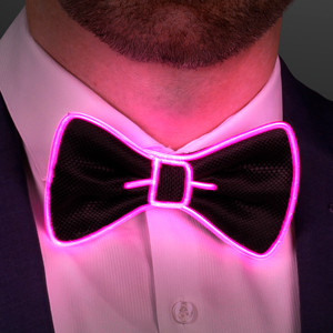 Light Up Pink EL Wire Bow Tie - BLANK