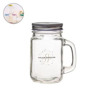 16OZ Regular Glass Jar Mugs With Handle