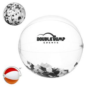 16" Black & White Confetti Filled Round Beach Ball