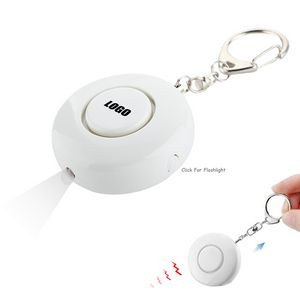Round Safety Alarm Keychain With LED Light