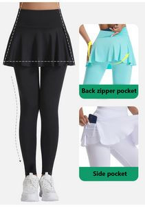 Skirted Legging for Women, Yoga Legging with Skirts & Women Tennis Leggings Clothes Pockets