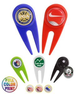 Golf Divot Tool w/ Metal Ball Marker -Full Color