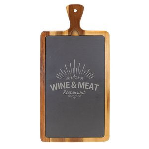 16" X 7-3/4" Acacia Wood/Slate Cutting Board