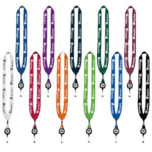 3/4" Cotton Lanyard with Metal Crimp & Retractable Badge Reel