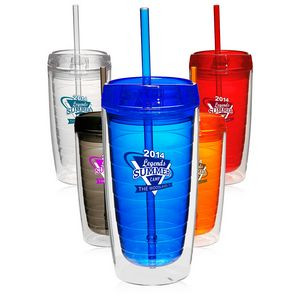 16 Oz. Double Wall Acrylic Tumblers W/Straw